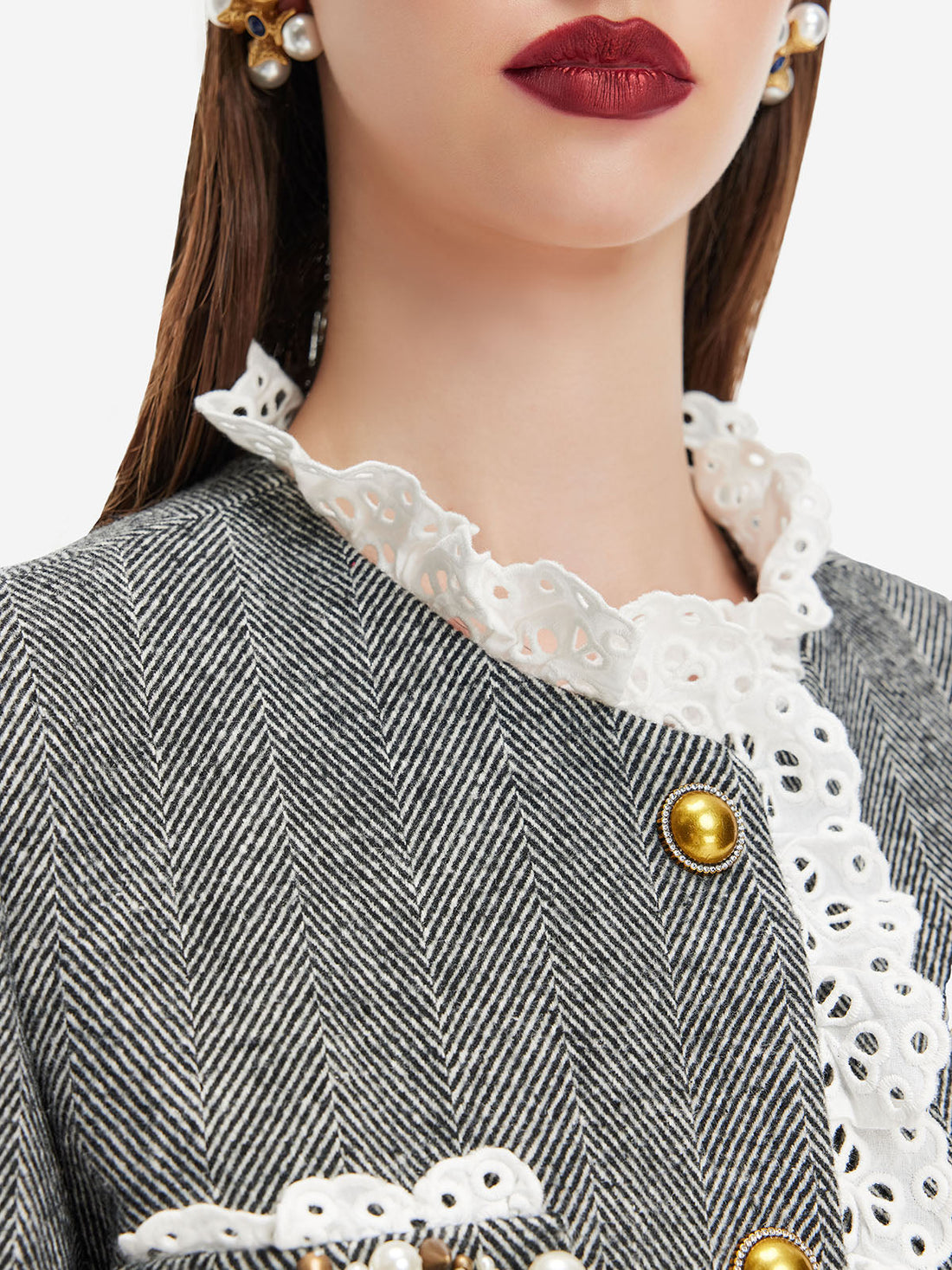 Regal Yün Dantel Trim Ceket