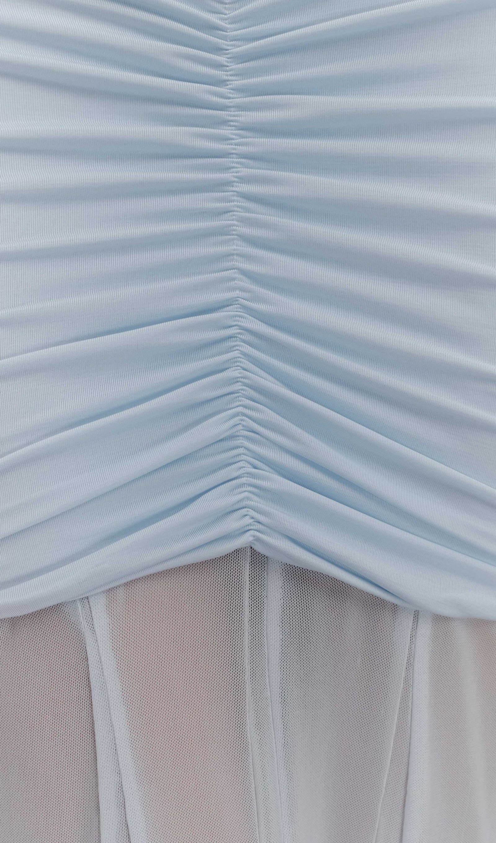 Slinky Kapalı Omuz Maksi Elbise-Soluk Mavi