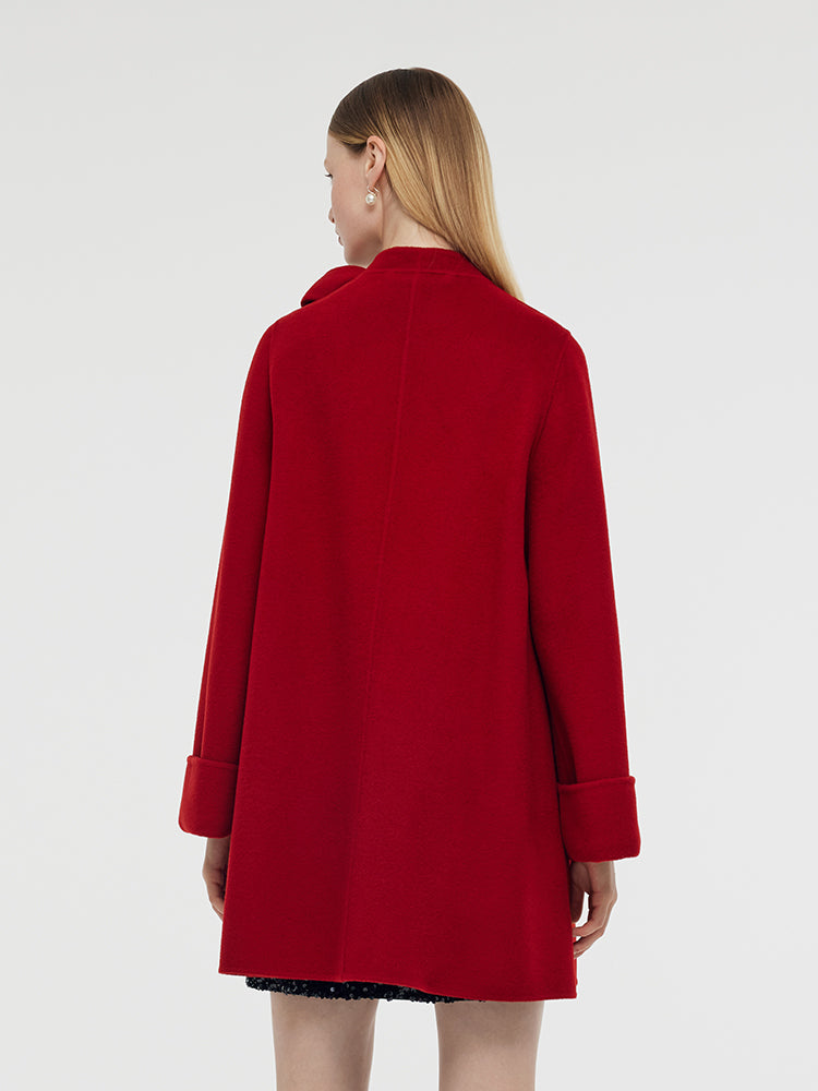 Tencel Yün Kadın Fiyonklu Kaban