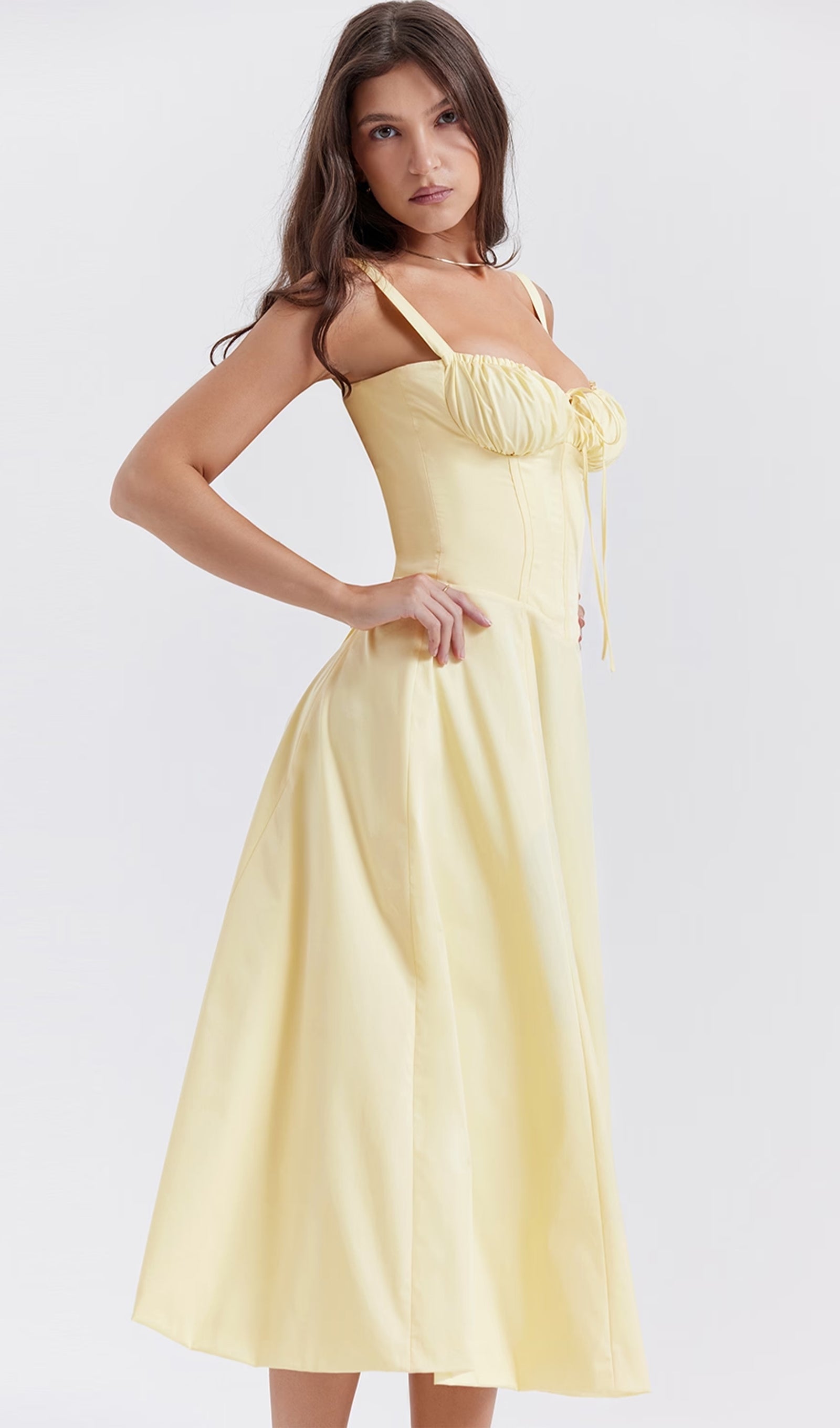 Büstiyer Midi Güneş Elbisesi