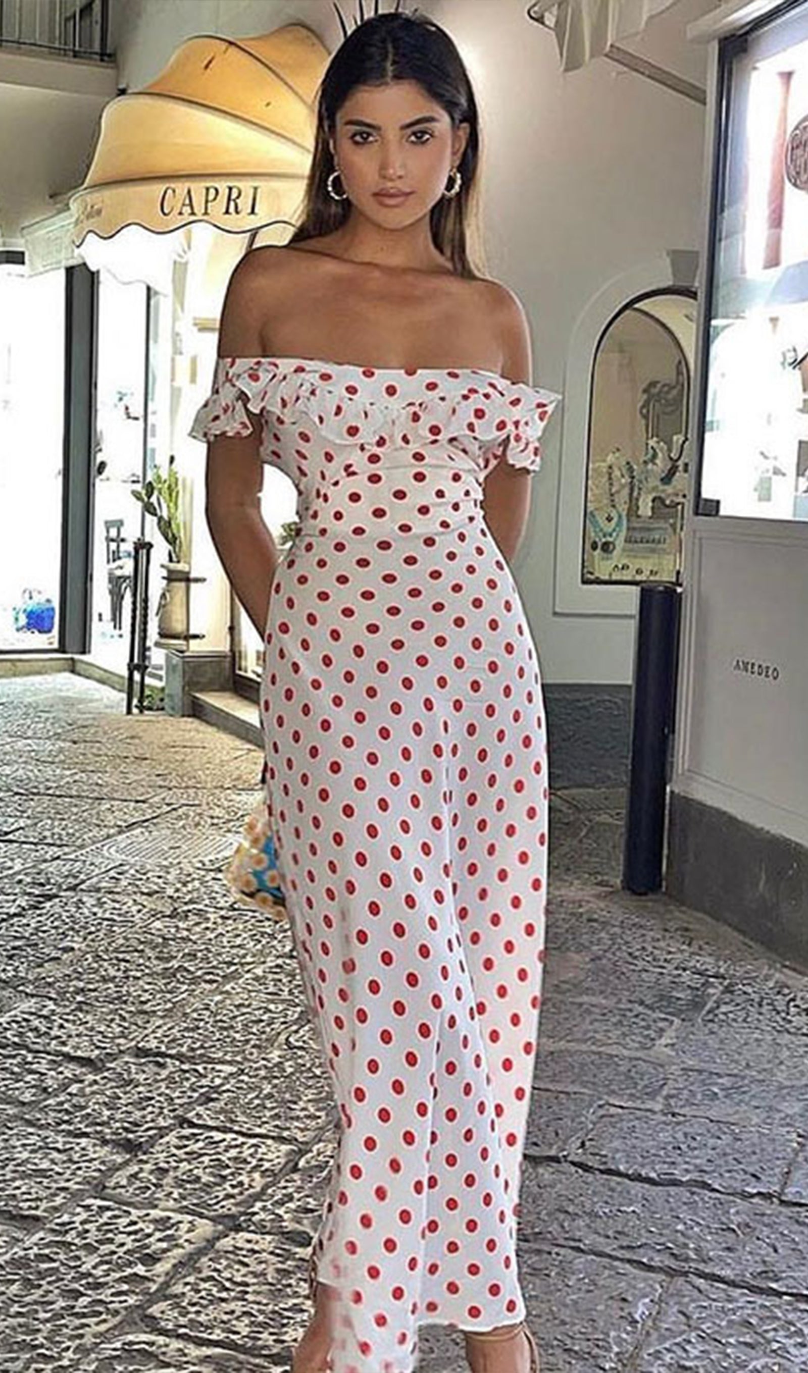 Puantiyeli Maksi Elbise