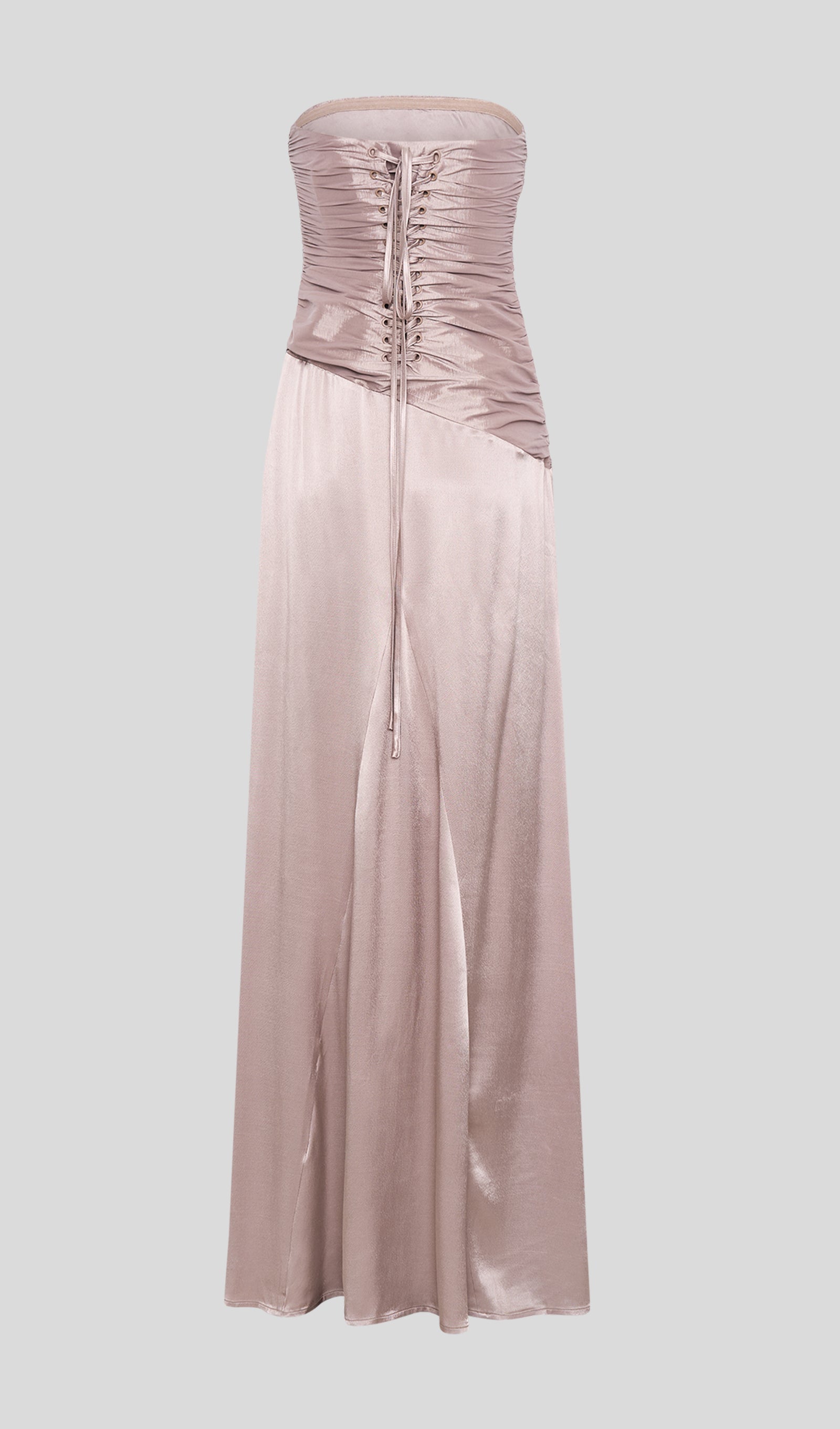 Straplez Tafta Maksi Elbise