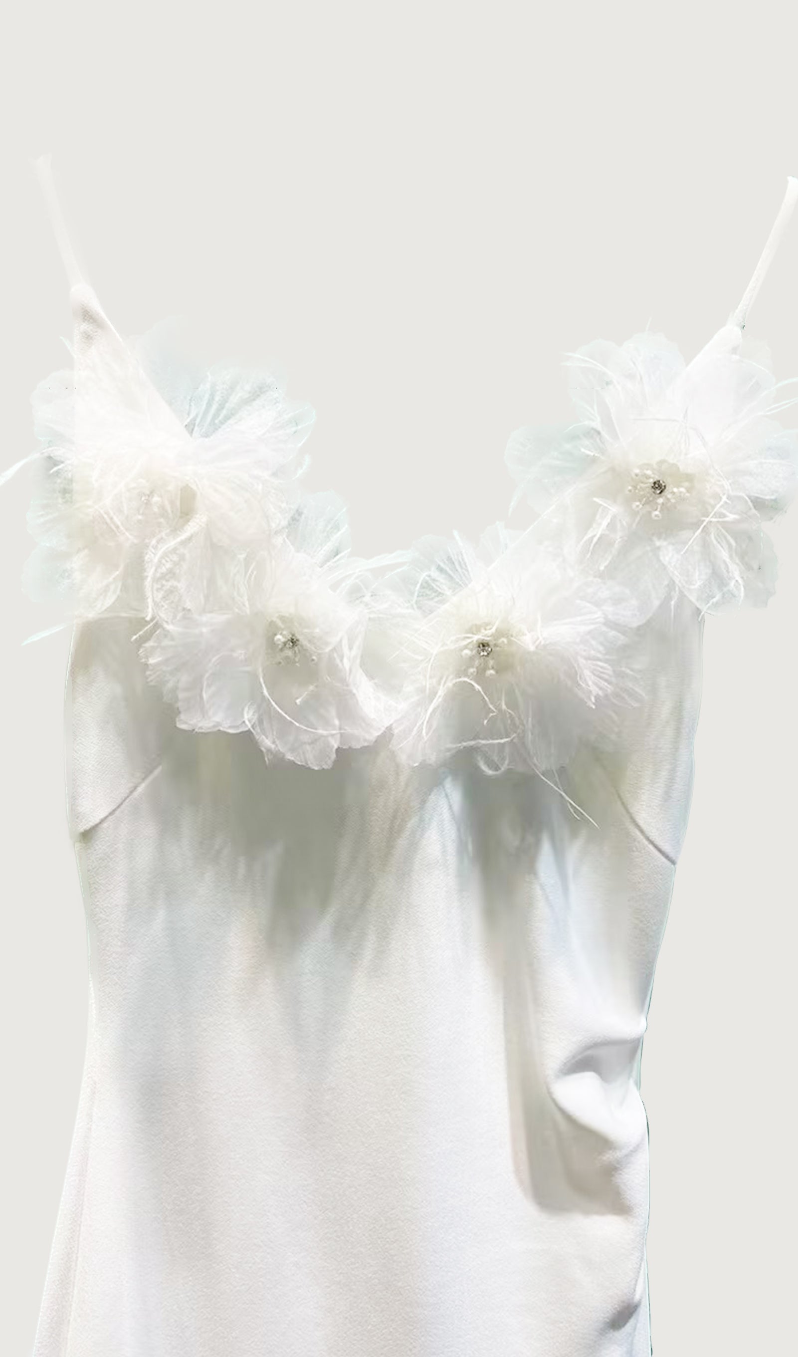 Tüy Süslemeli Slip Midi Elbise