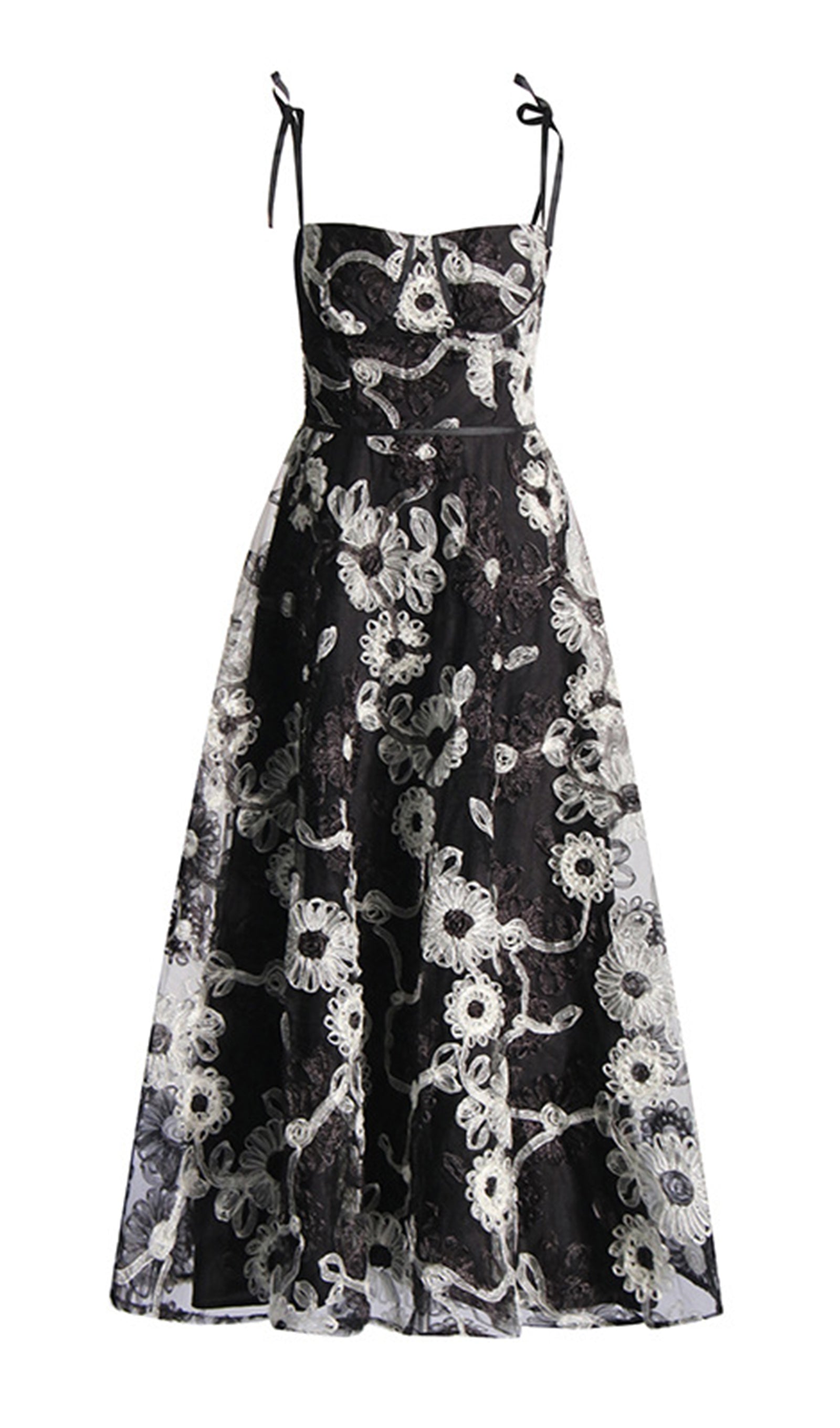 Çiçekli Kurdeleli Maksi Elbise