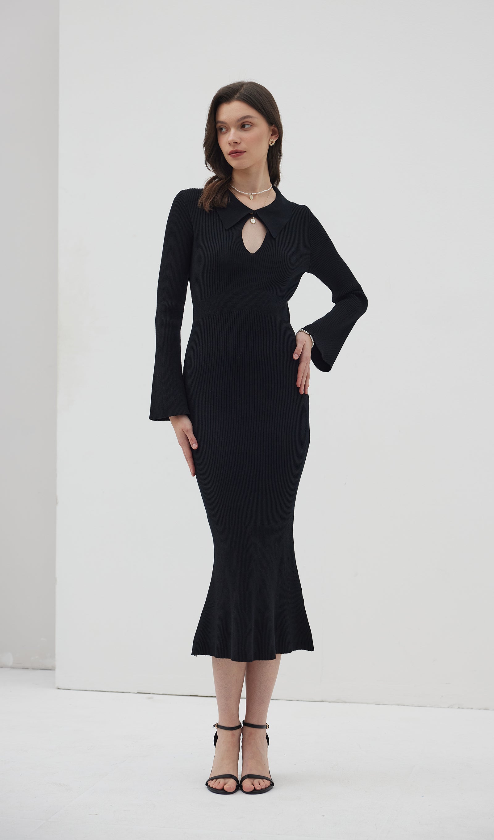 Düz Örme İçi Boş Maksi Elbise