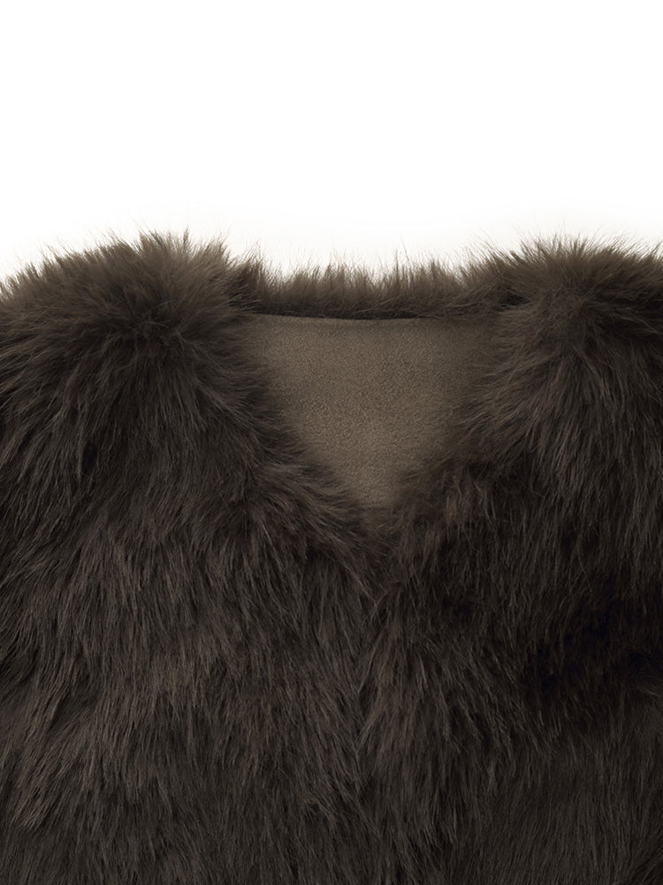 Çevre Dostu Kürk Kadın Kısa Kaban