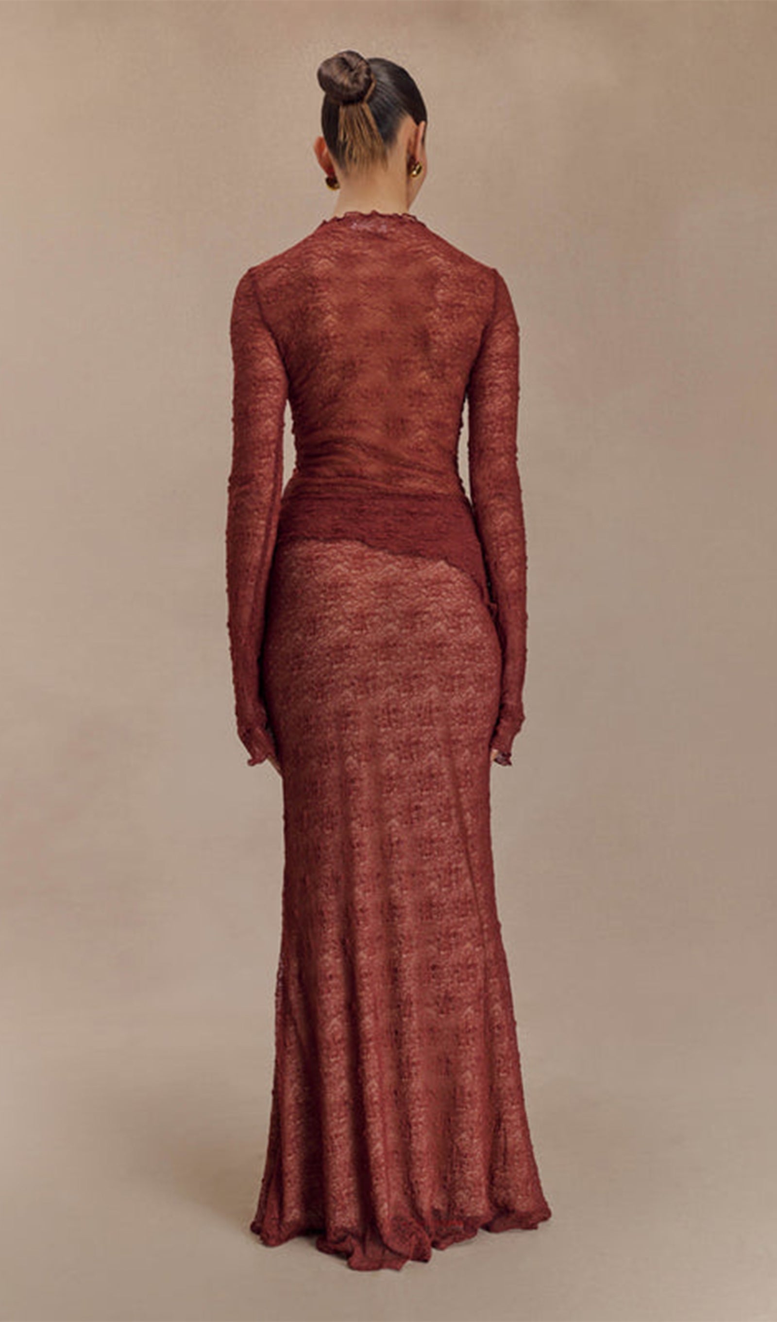 Şeffaf Dantel Maksi Etek