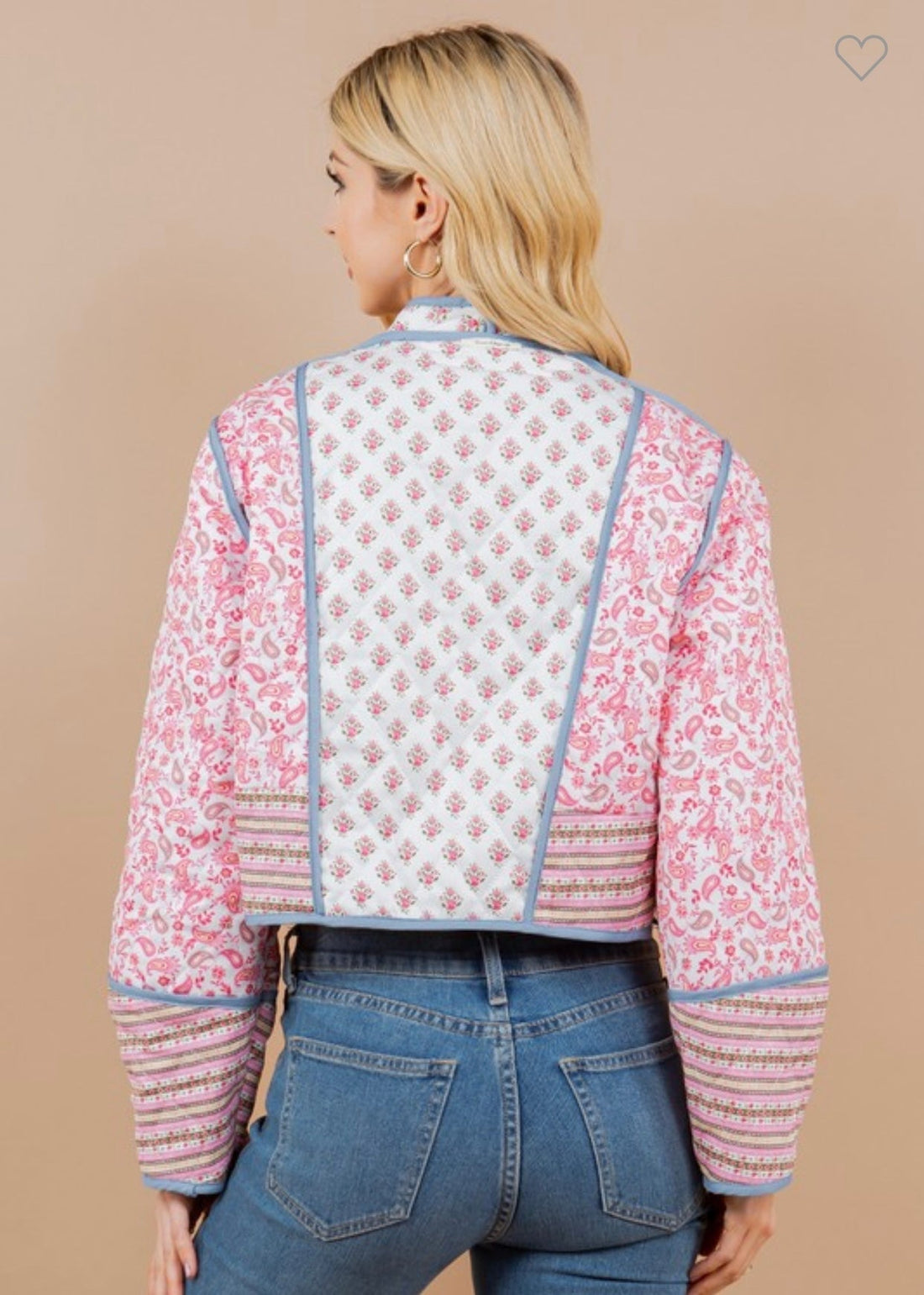 Preppy Paisley Çift Taraflı Kapitone Ceket