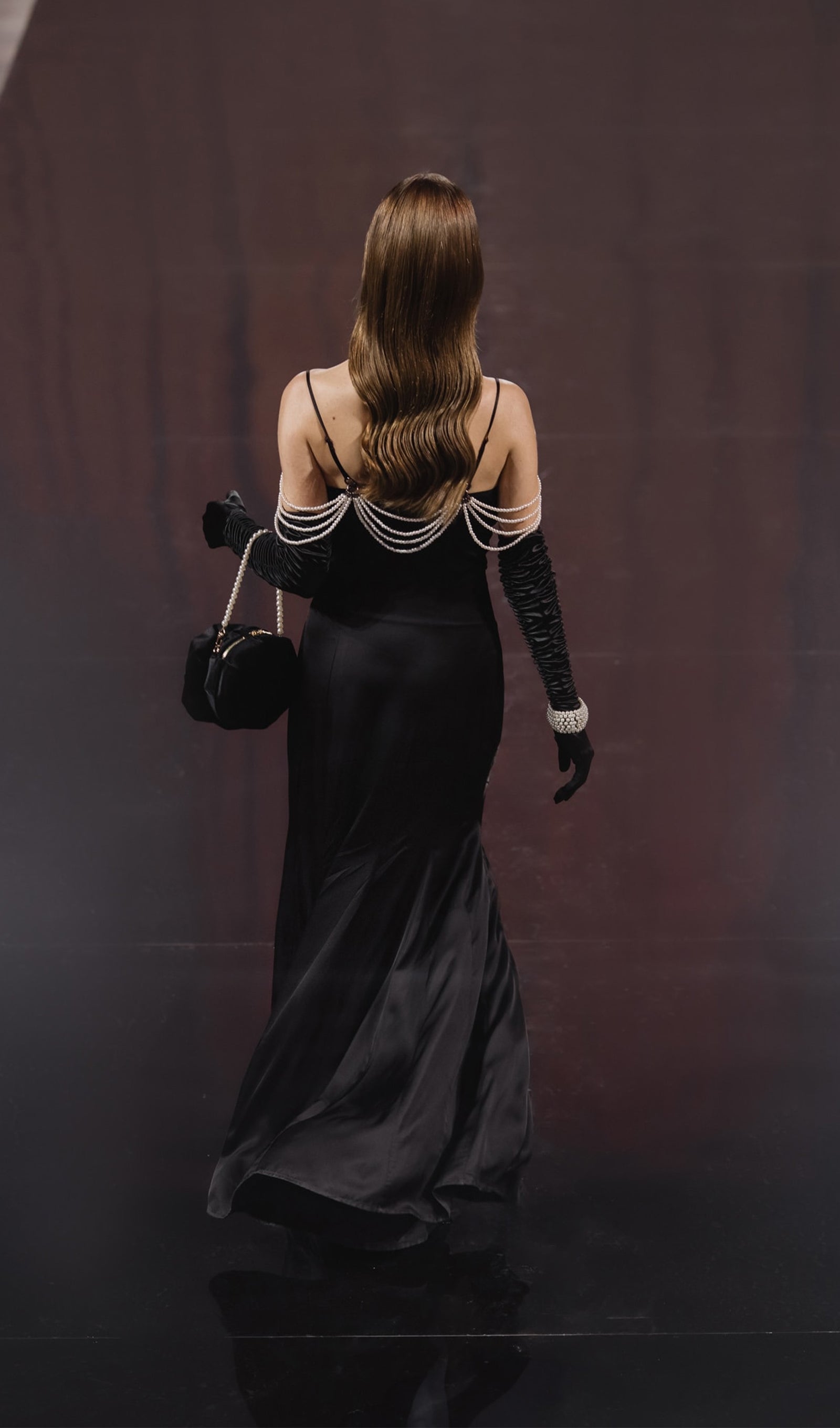 İnci Dekorlu Maksi Elbise