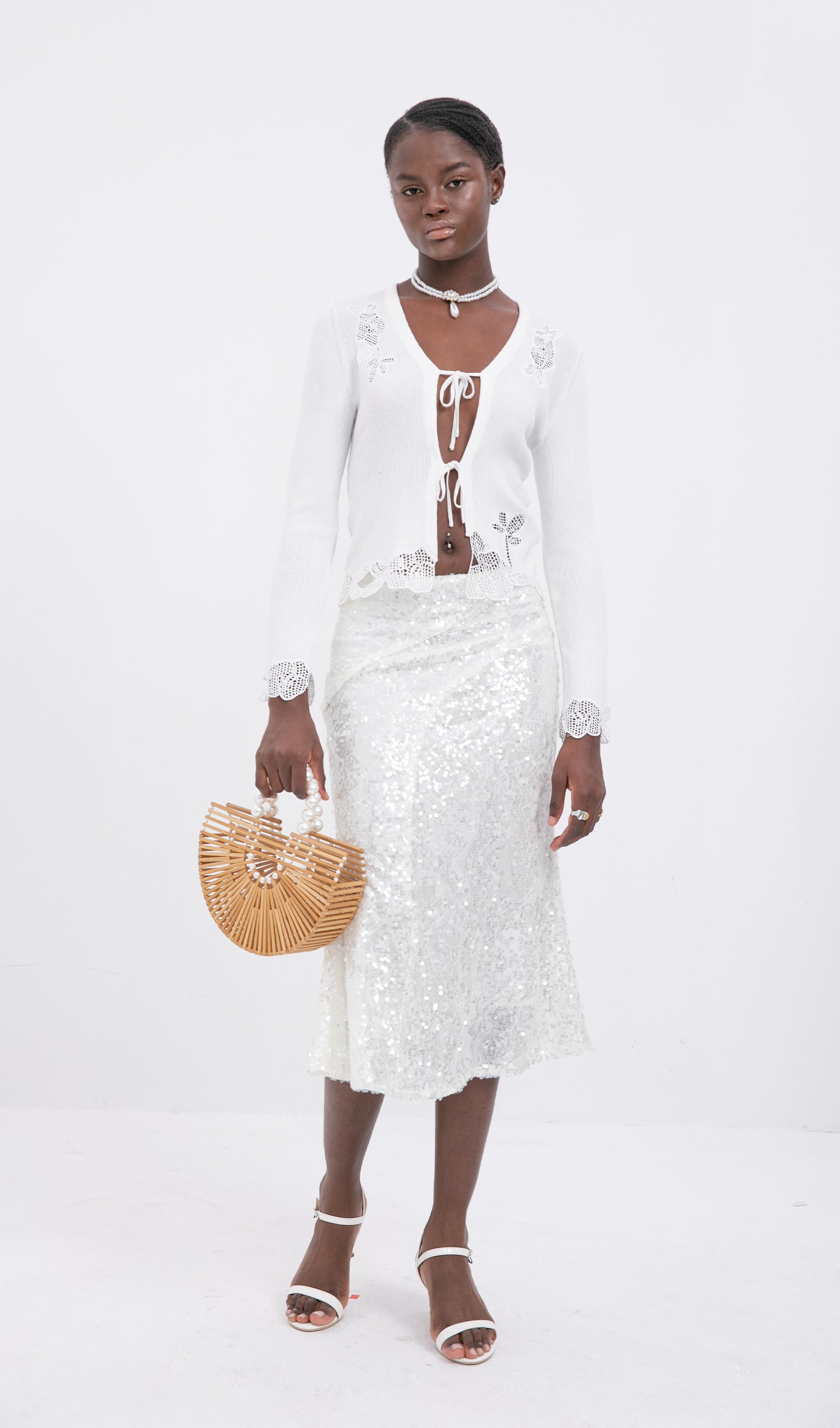 Trendy Çiçekli Dantel Süslemeli Hırka Üst