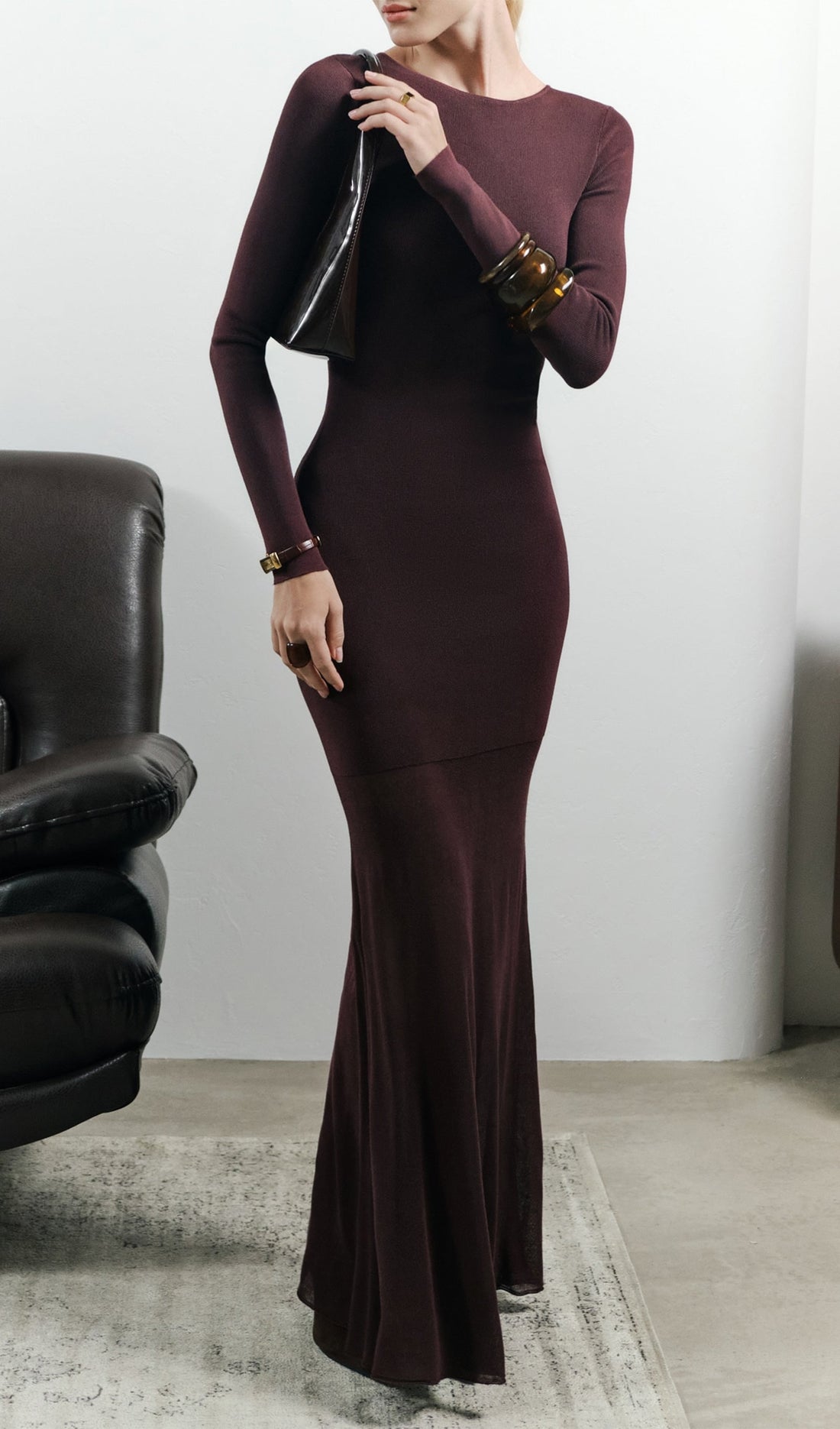 Jersey Karışımlı Maksi Elbise