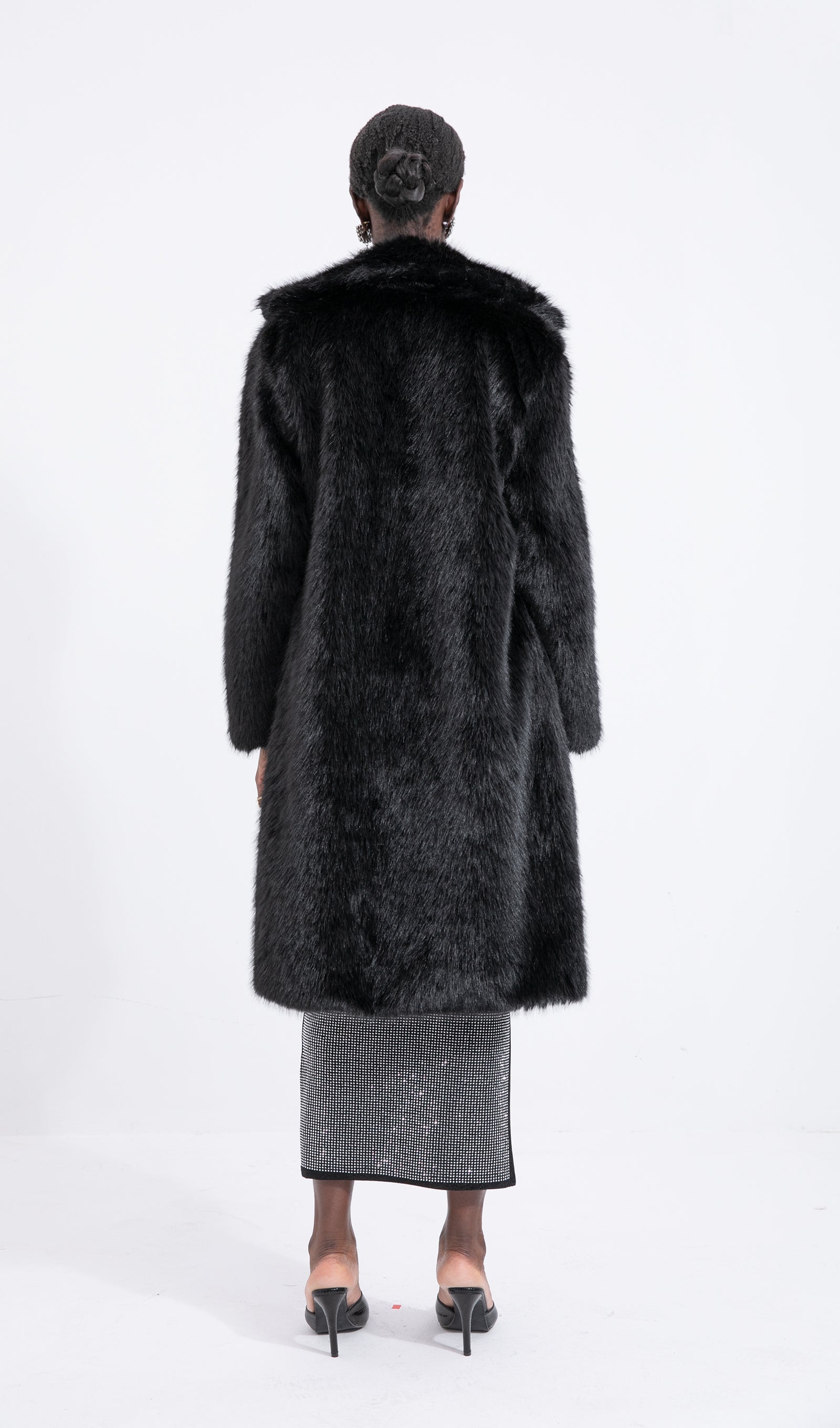 Trendy Siyah Maksi Boy Eko-Ceket