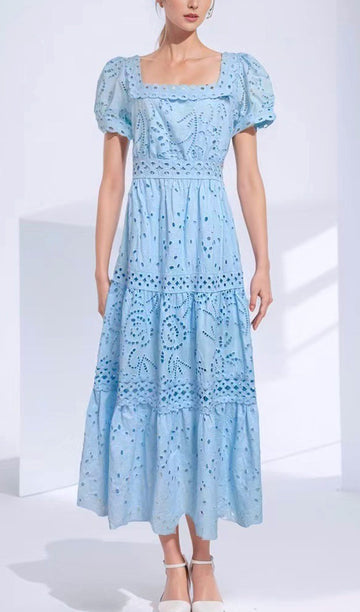 Kare Yaka A Line Kroşe Maxi Elbiseler