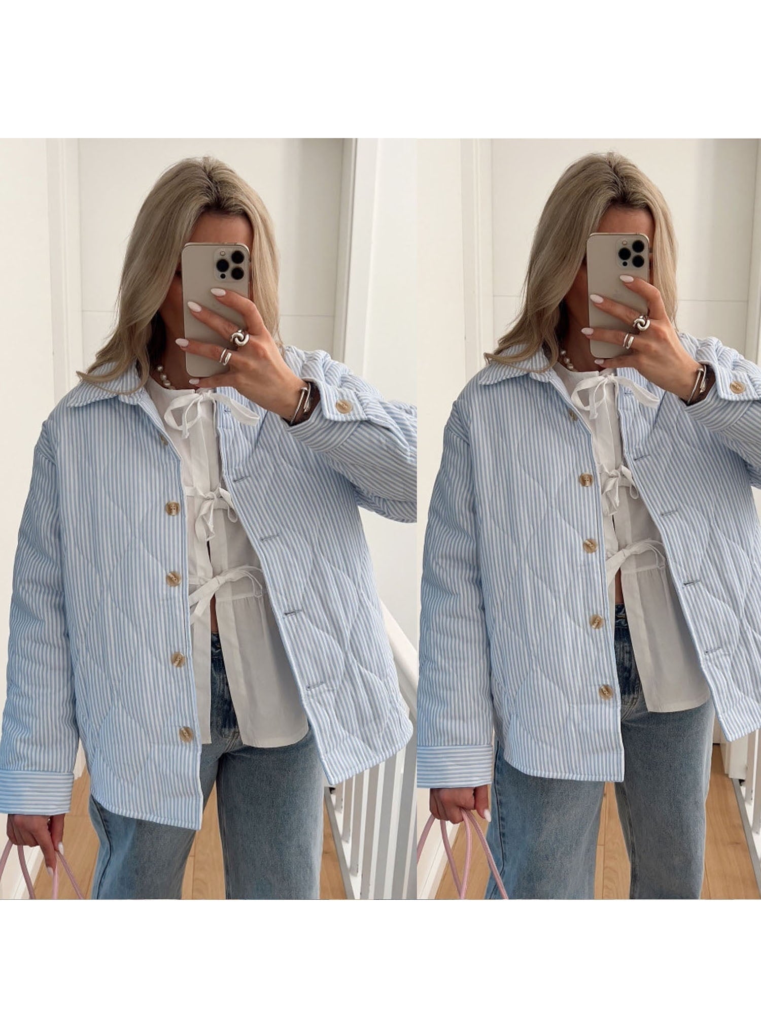 Wifornt Düğmeli Kapitone Ceket