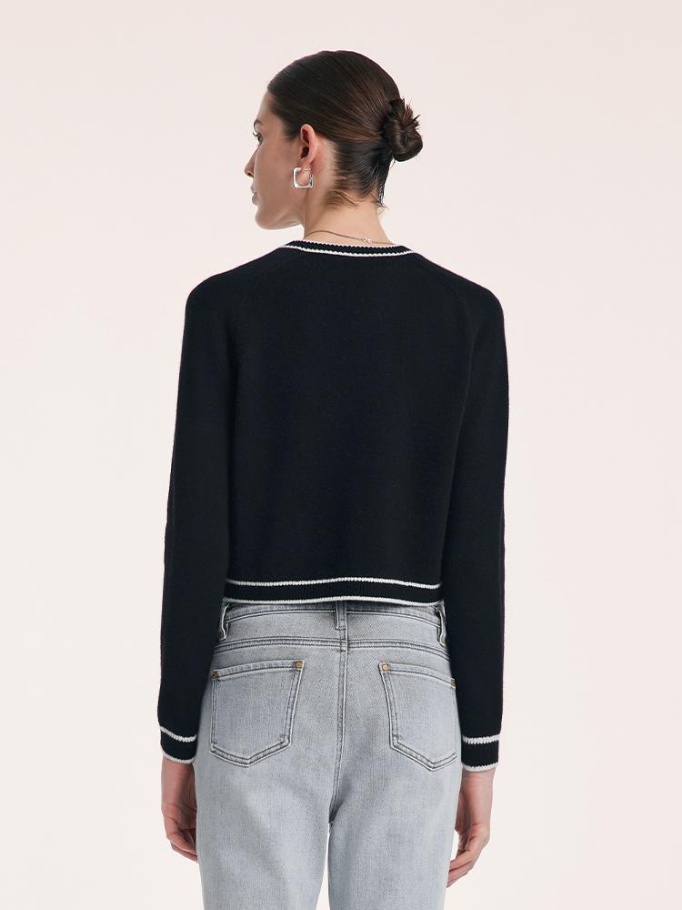 Saf Yün Örgü Crop Bayan Hırka