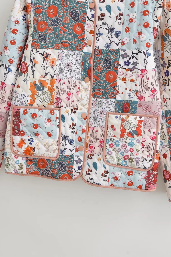 Colorblock Baskılı Pamuklu Ceket