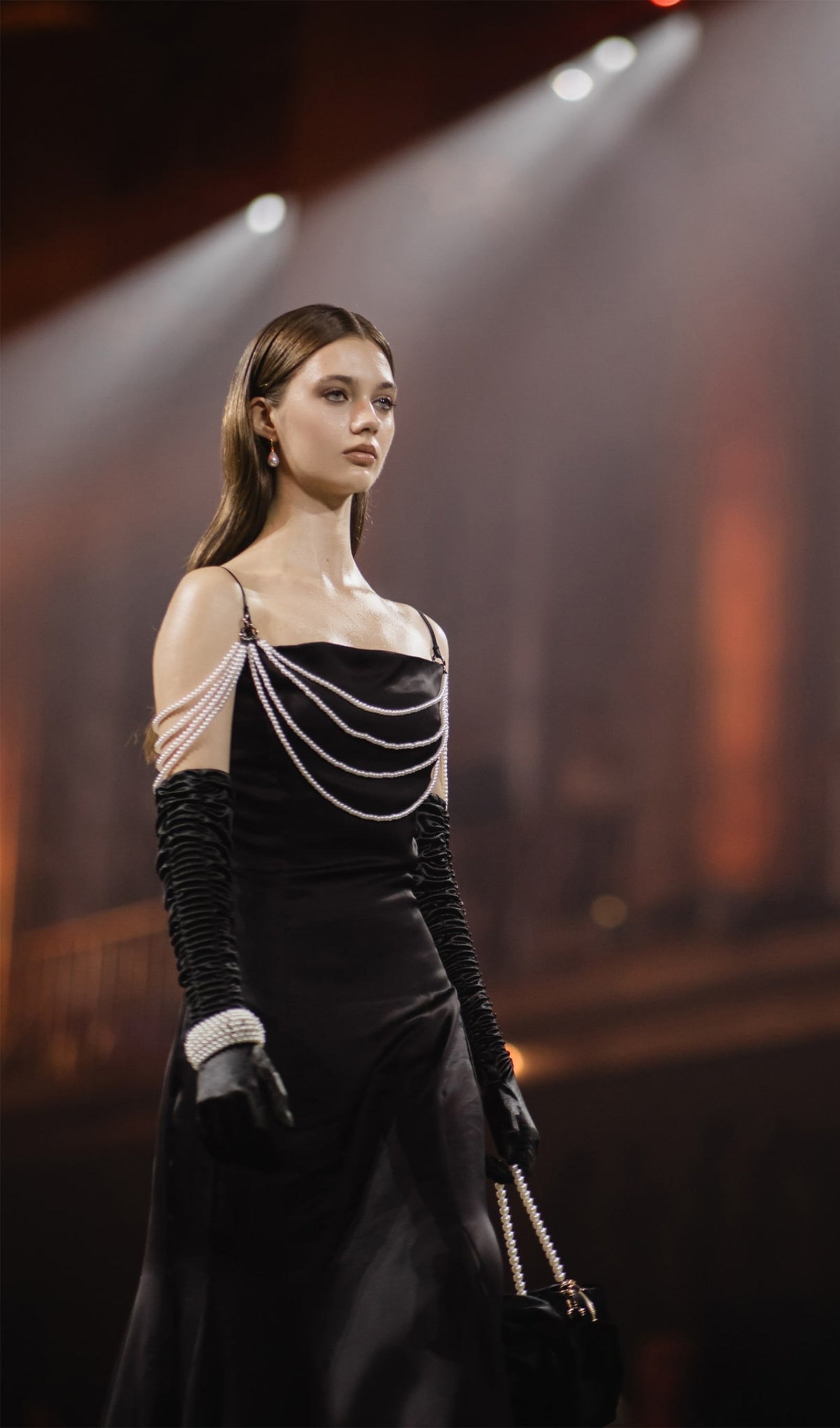 İnci Dekorlu Maksi Elbise