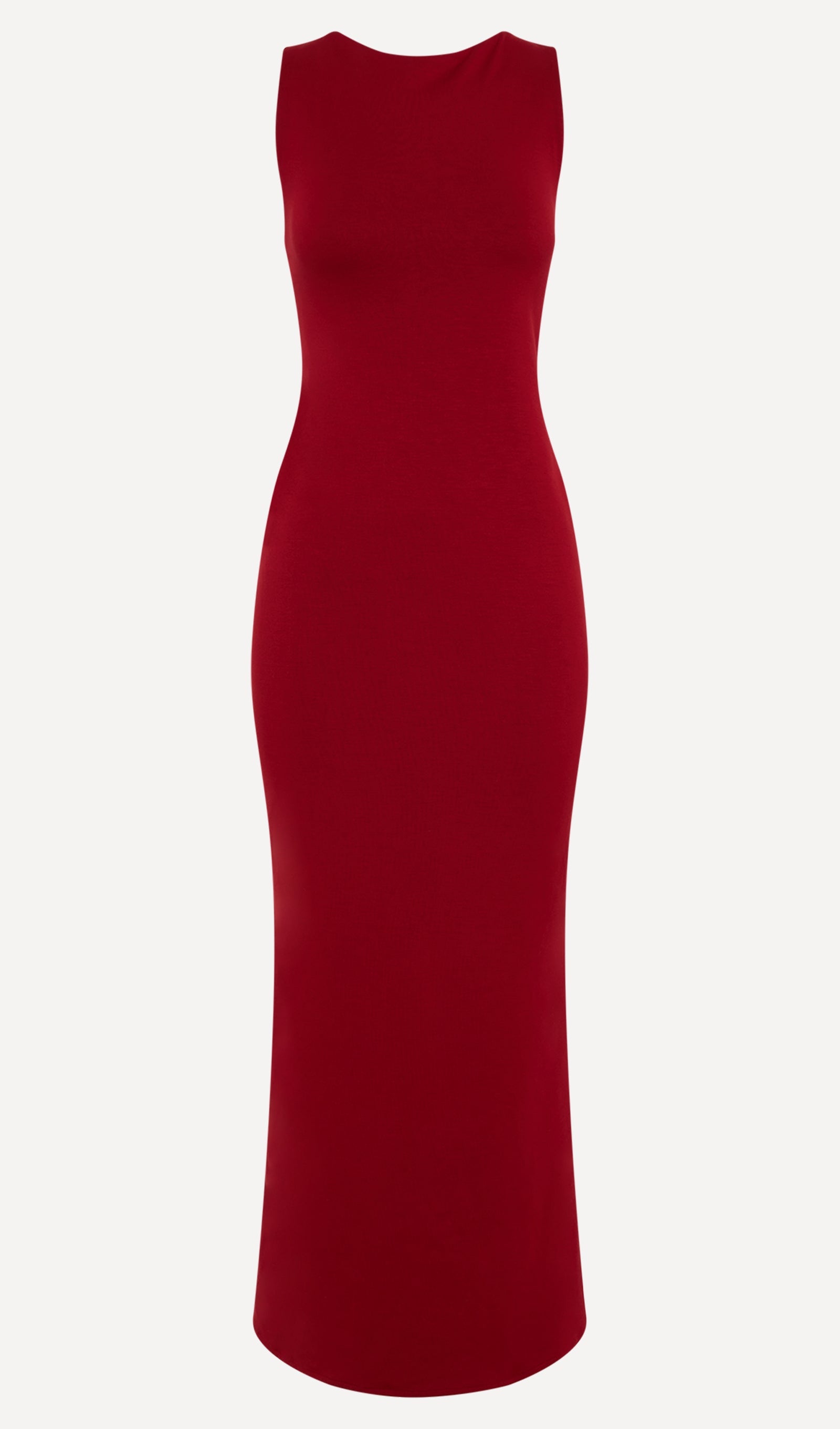 Asimetrik Scuba Jersey Maksi Elbise Ruby