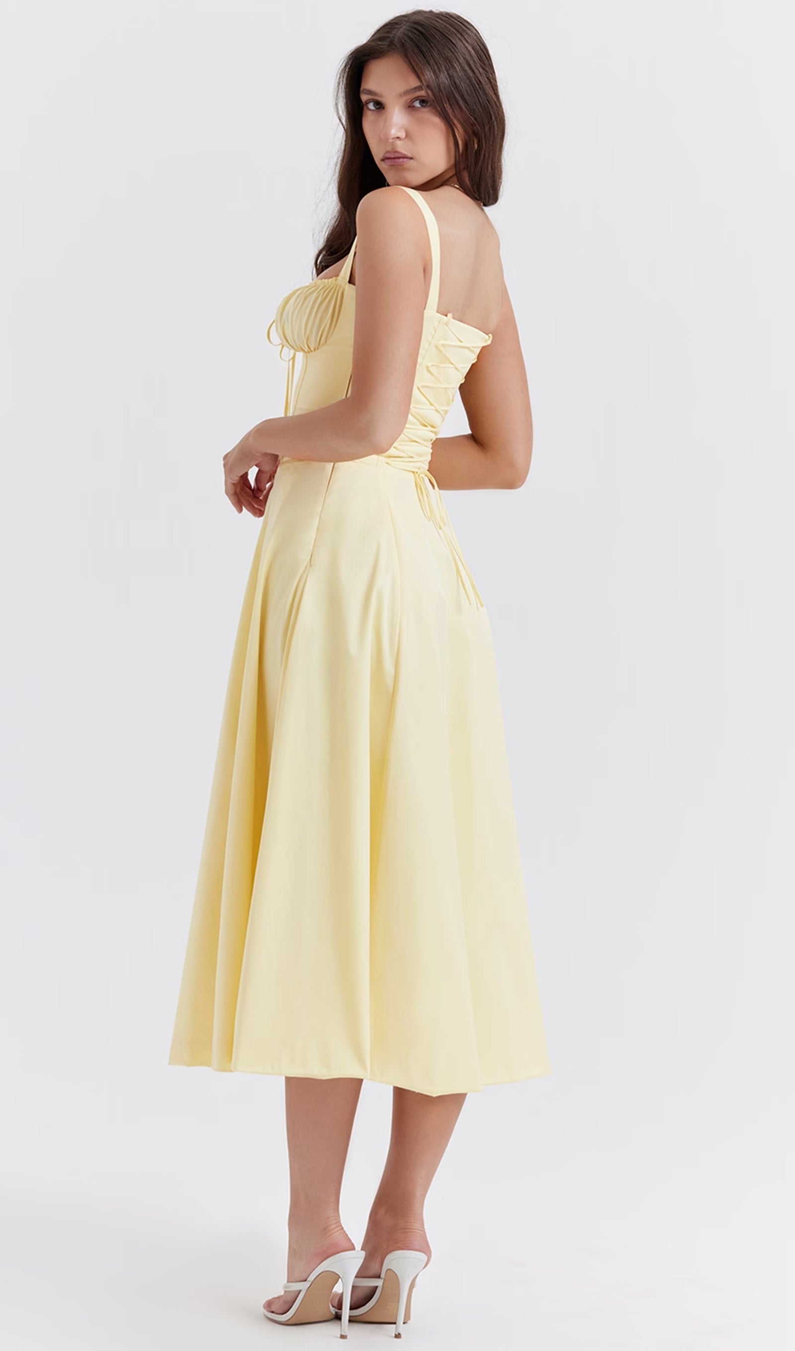 Büstiyer Midi Güneş Elbisesi