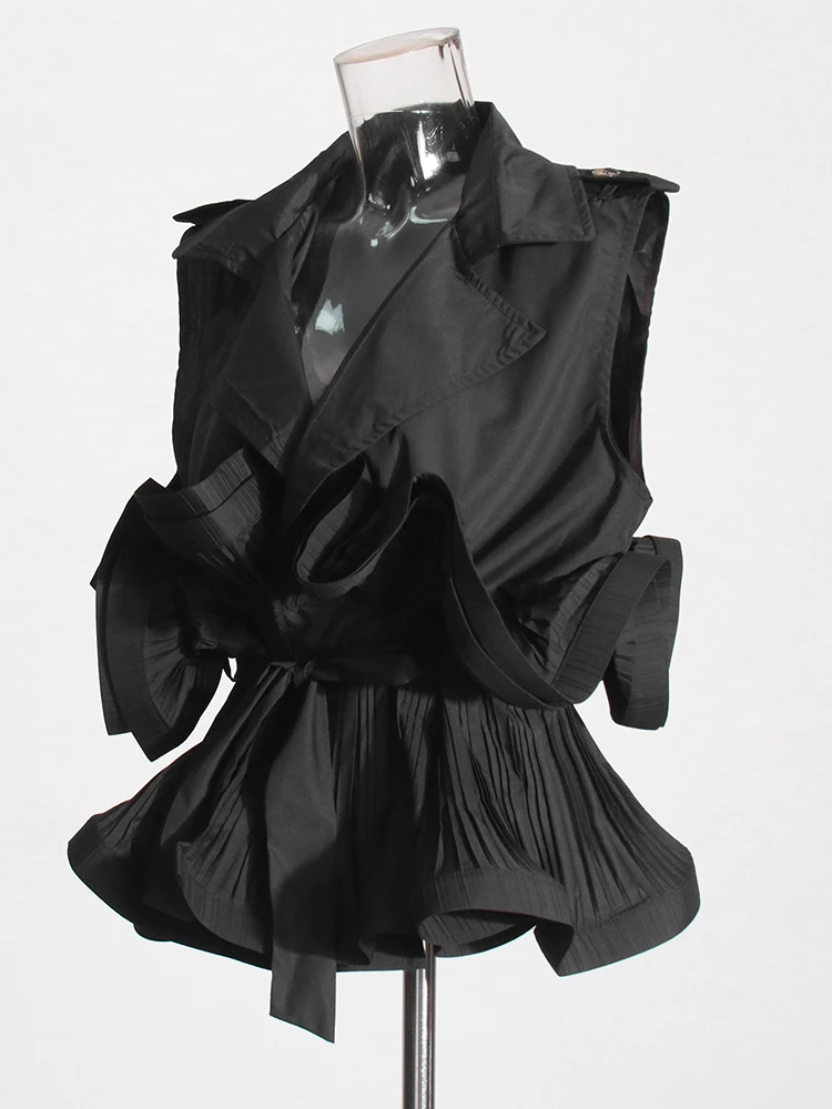 Pileli Volanlı Bağcıklı Ceket