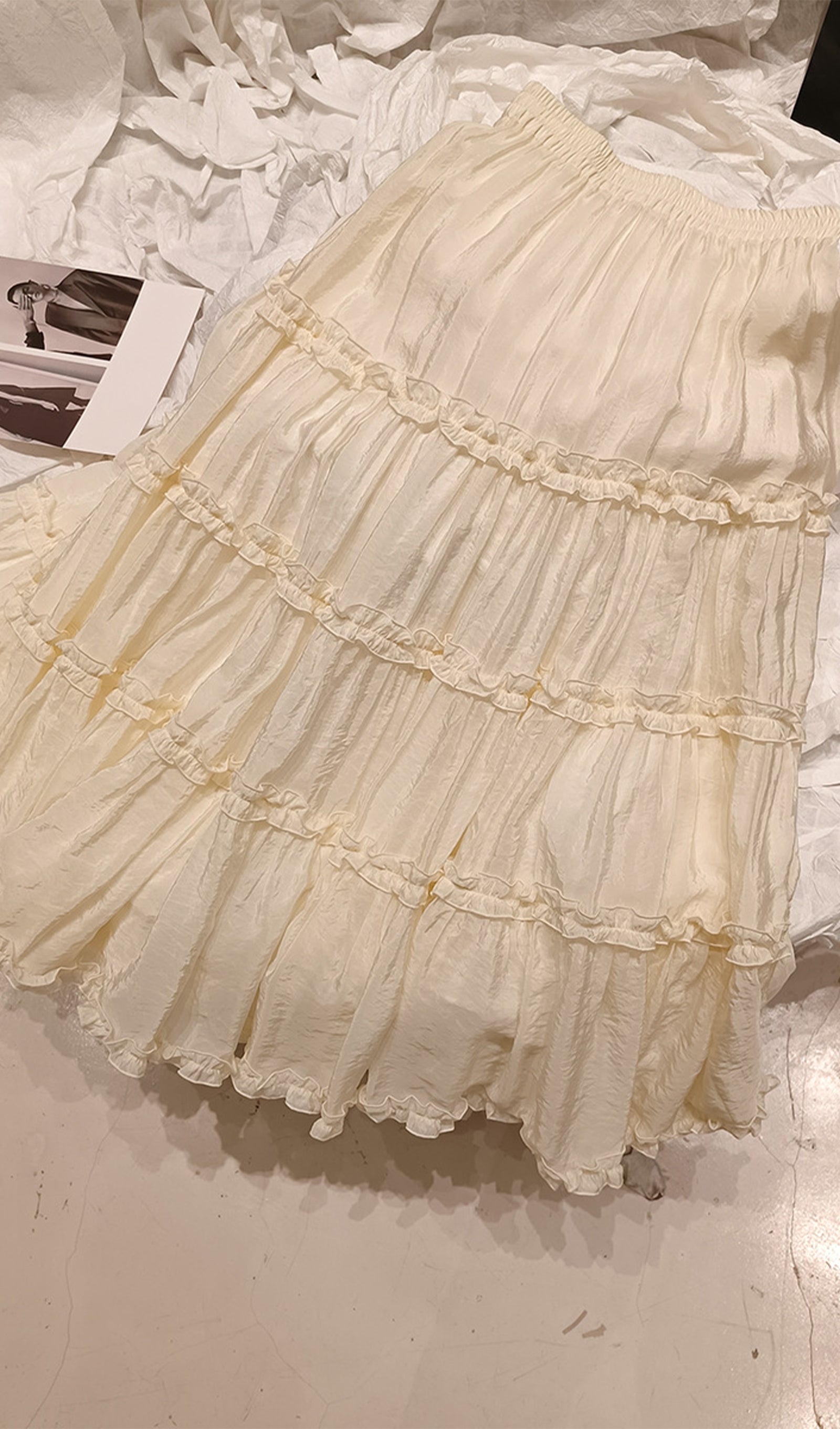 Düz Fırfırlı Maksi Etek