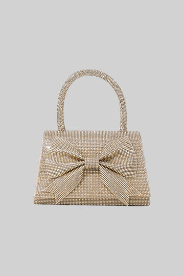 Altın Rhinestone Klutch Çanta - Parıltılı Süslemelerle