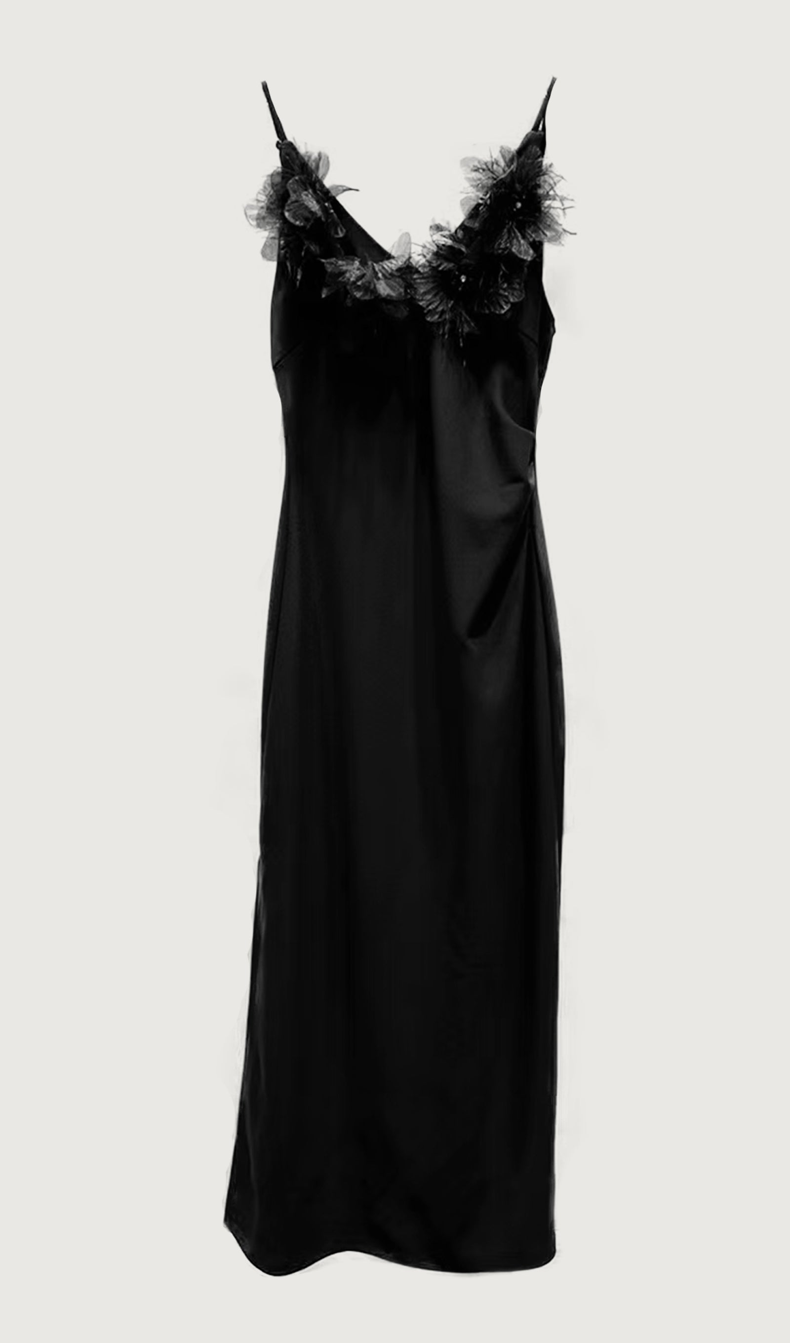 Tüy Süslemeli Slip Midi Elbise