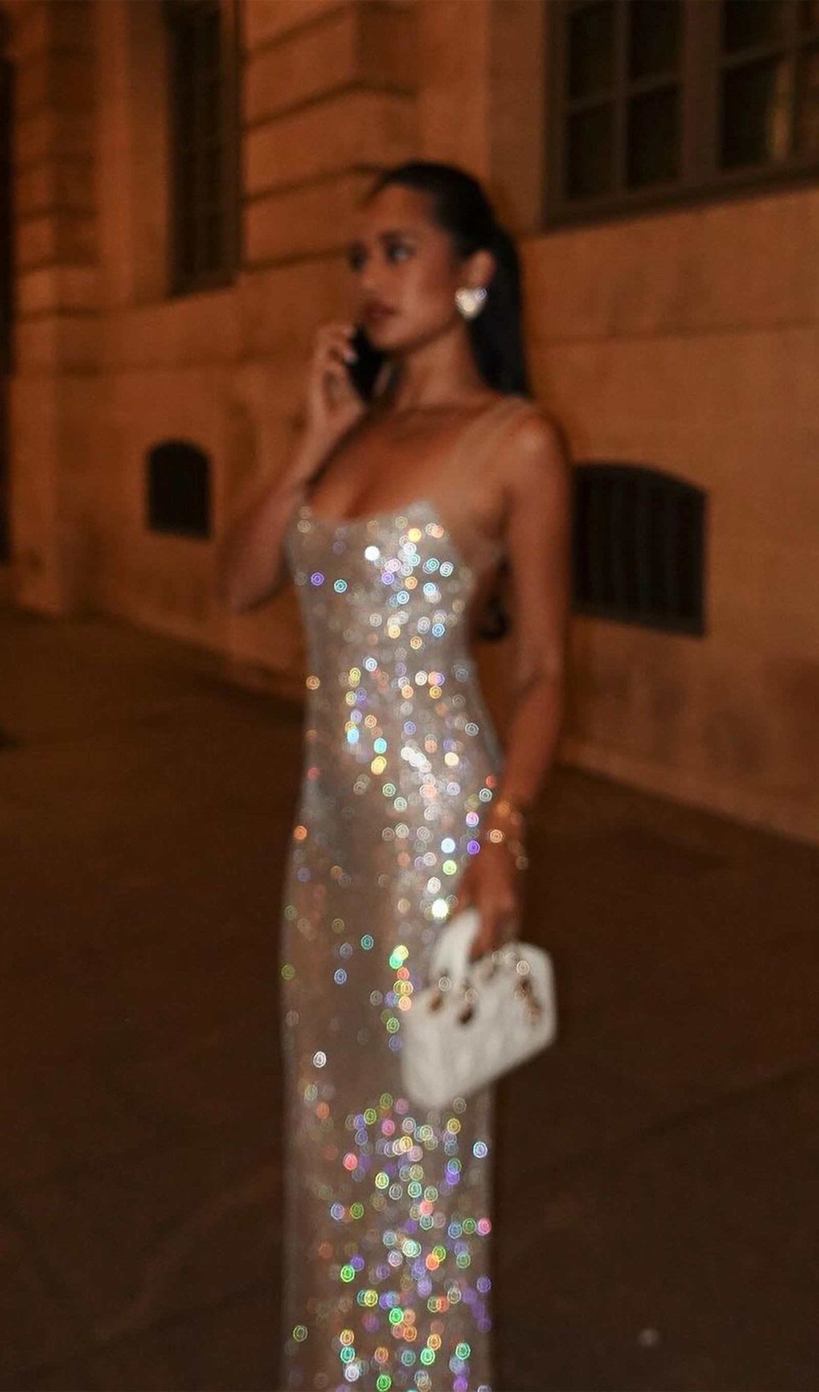 File Sırtlı Trendy Hot Fix Maksi Elbise