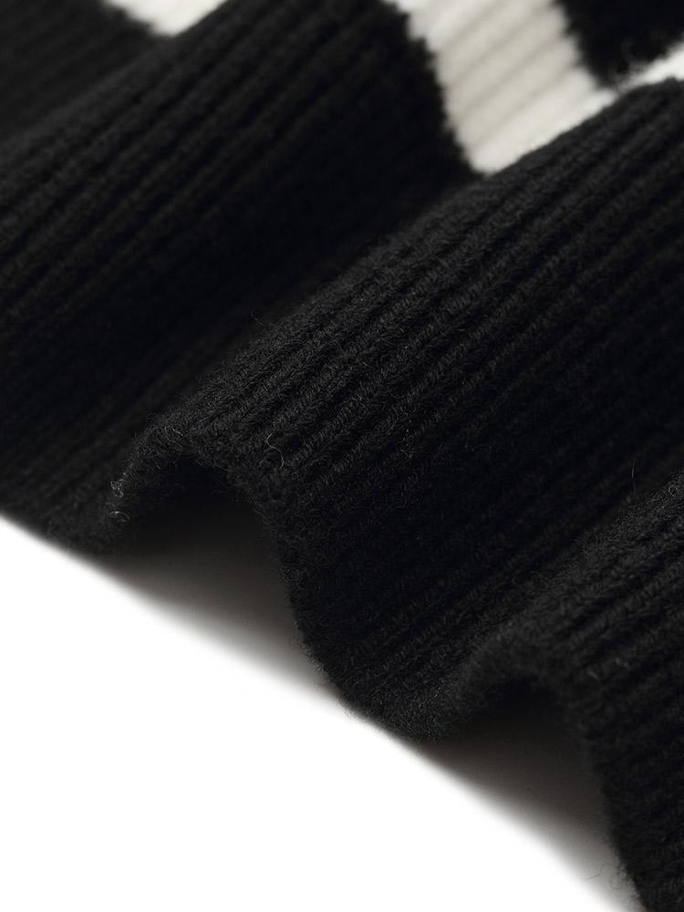 Yünlü Örme Çizgili Kadın Hırka