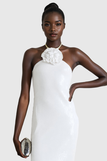 Aceline Payet Halter Yaka Bodycon Maksi Elbise