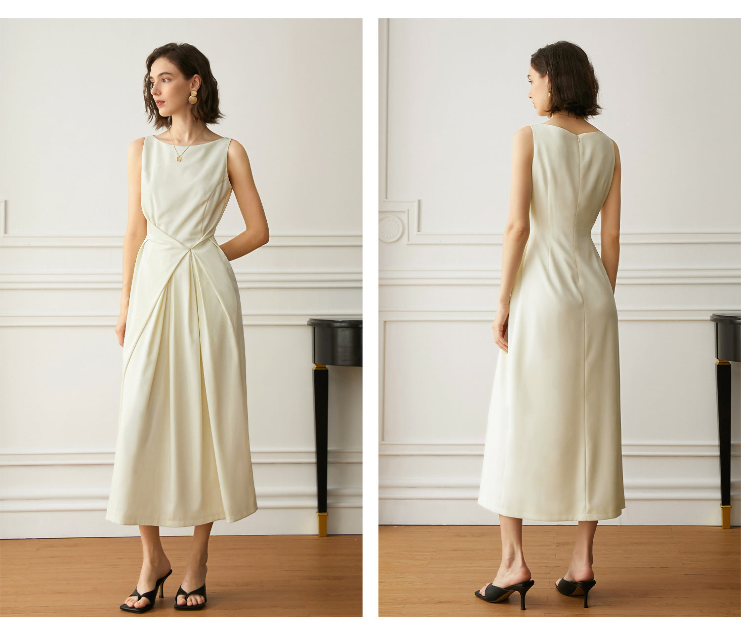 Adele Drapeli Kolsuz Maxi Elbise