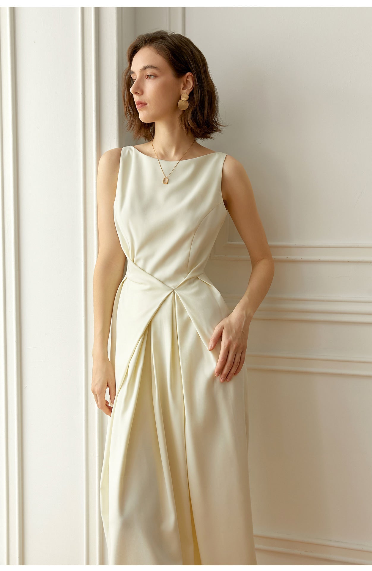 Adele Drapeli Kolsuz Maxi Elbise