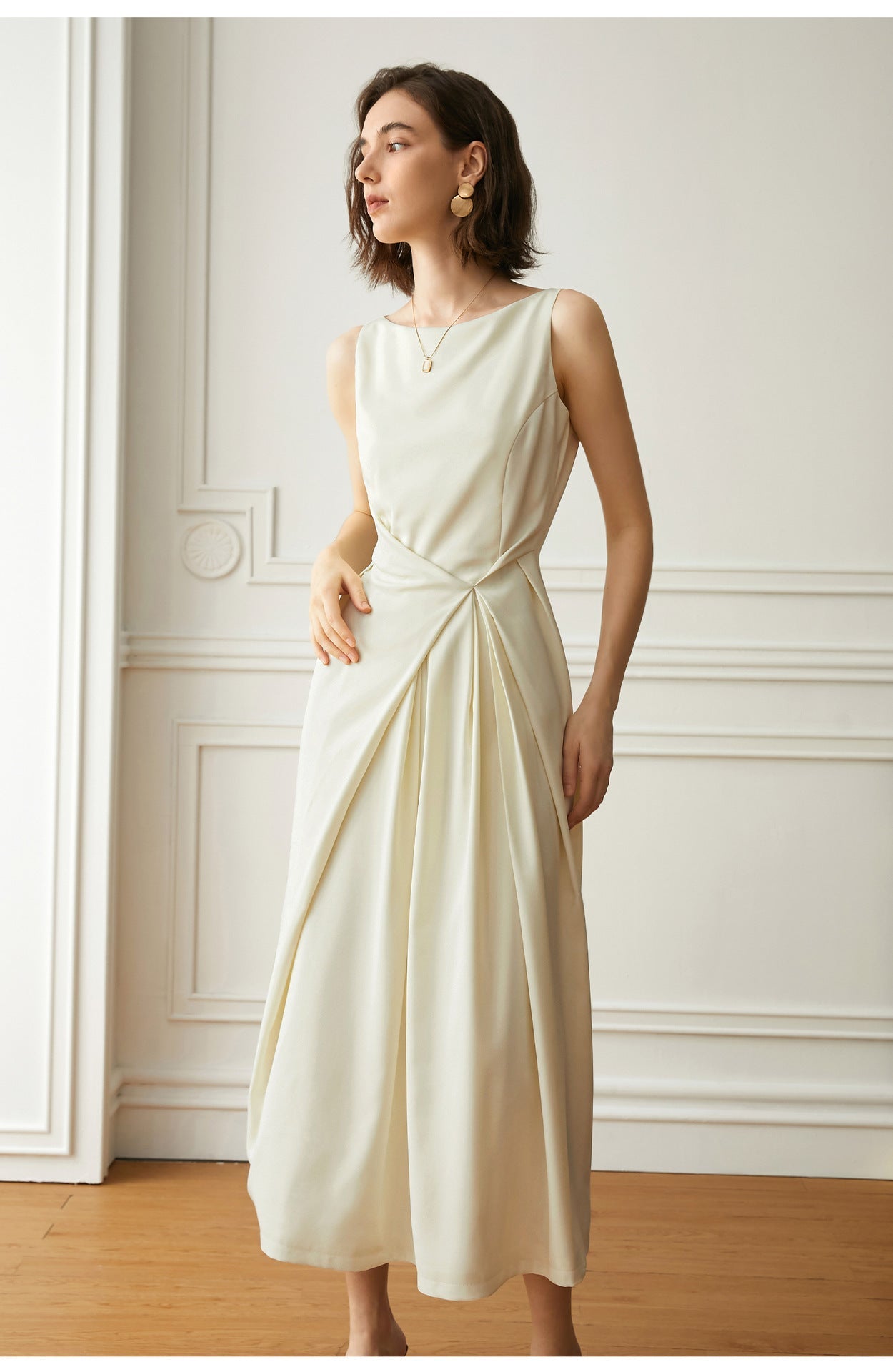 Adele Drapeli Kolsuz Maxi Elbise