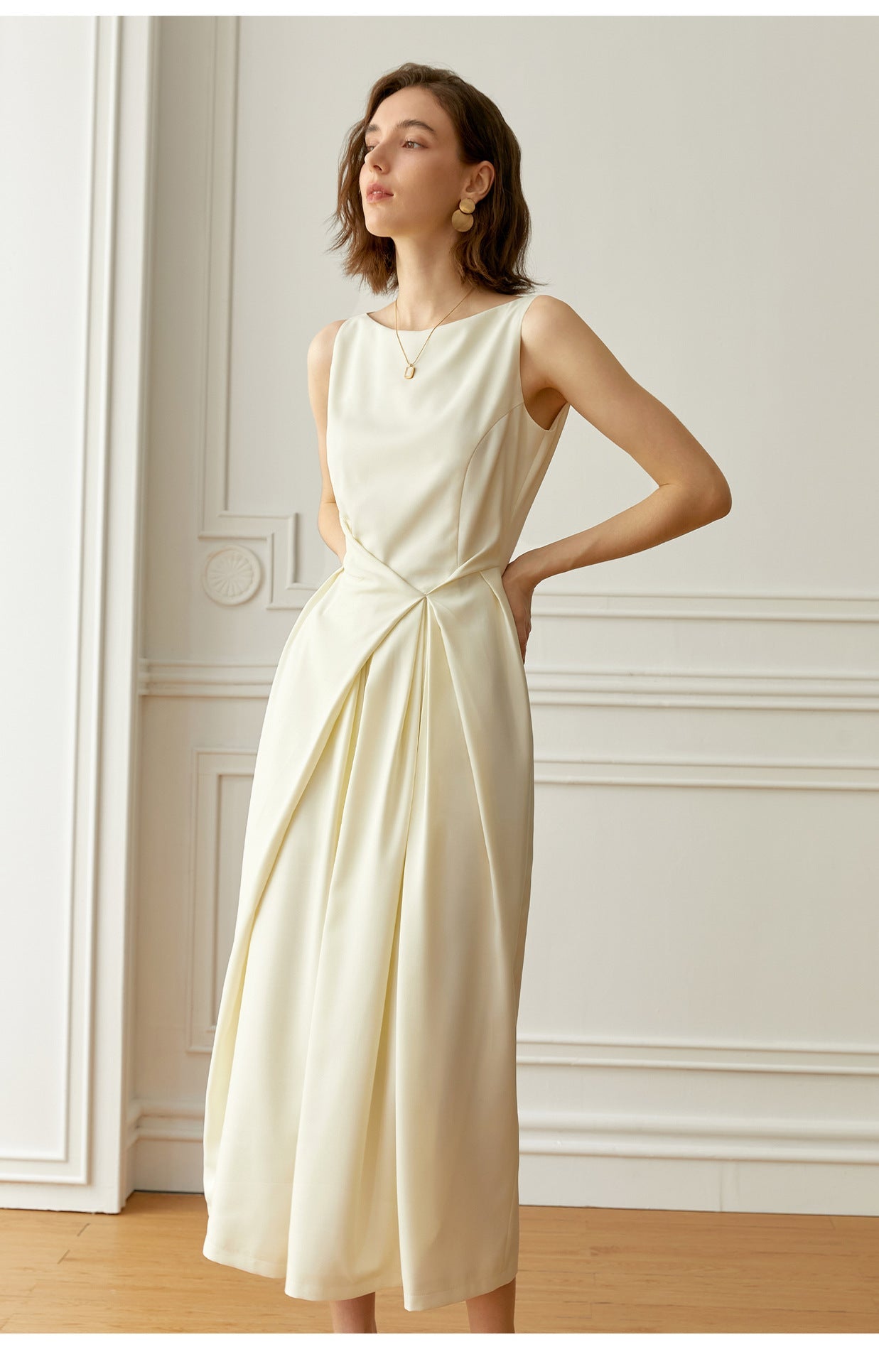 Adele Drapeli Kolsuz Maxi Elbise