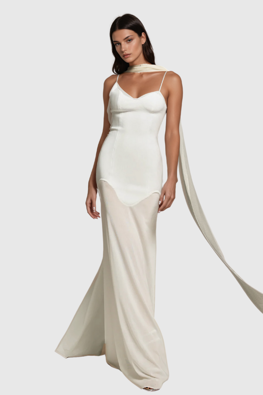 Afzal Halter Yaka File Bandaj Maksi Elbise