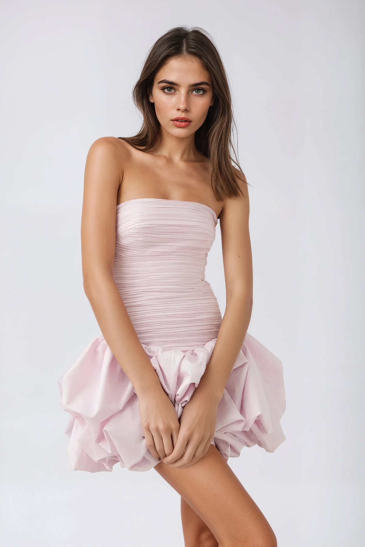 Amerigo Ruch Straplez Mini Elbise Pembe