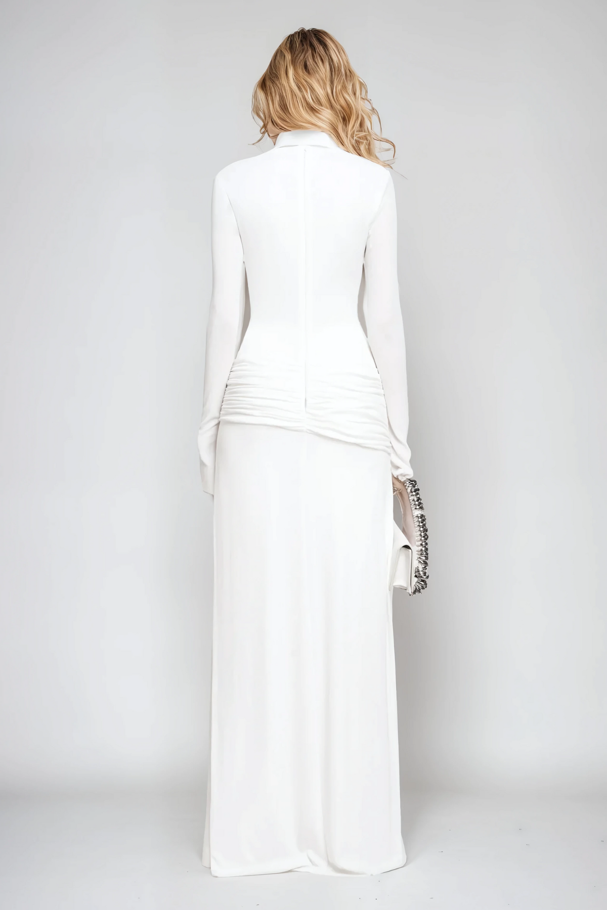 Amiah Ruch Yaka Maksi Elbise Beyaz