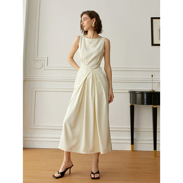 Adele Drapeli Kolsuz Maxi Elbise