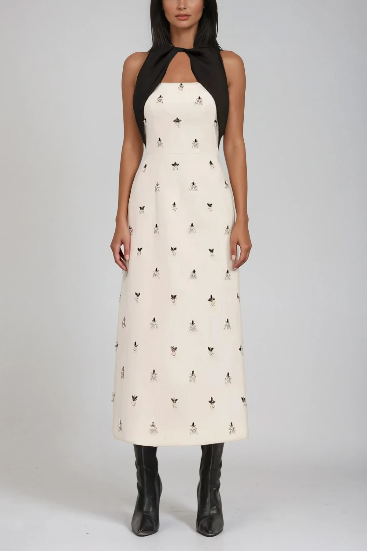 Annica Cutout İşlemeli Kolsuz Maksi Elbise