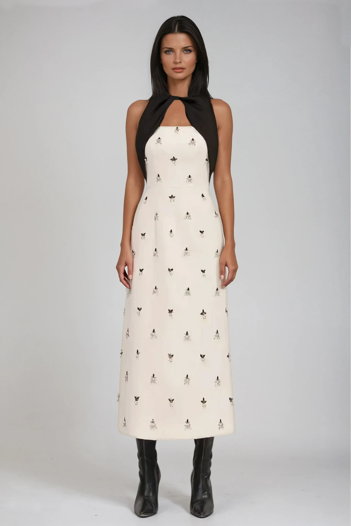 Annica Cutout İşlemeli Kolsuz Maksi Elbise