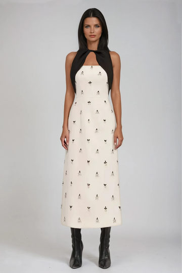 Annica Cutout İşlemeli Kolsuz Maksi Elbise