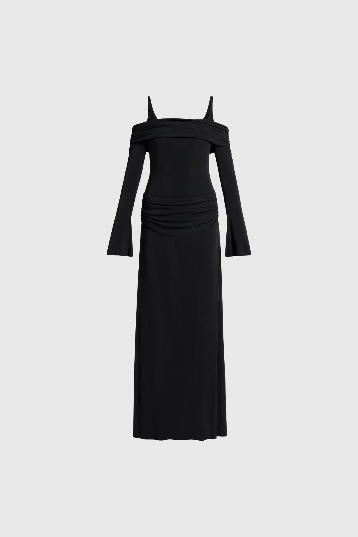 Annmarie Kapalı Omuz Ruch Maksi Elbise Siyah