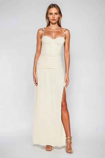 Anstey Ruch Bölmeli Spagetti Maksi Elbise Kayısı