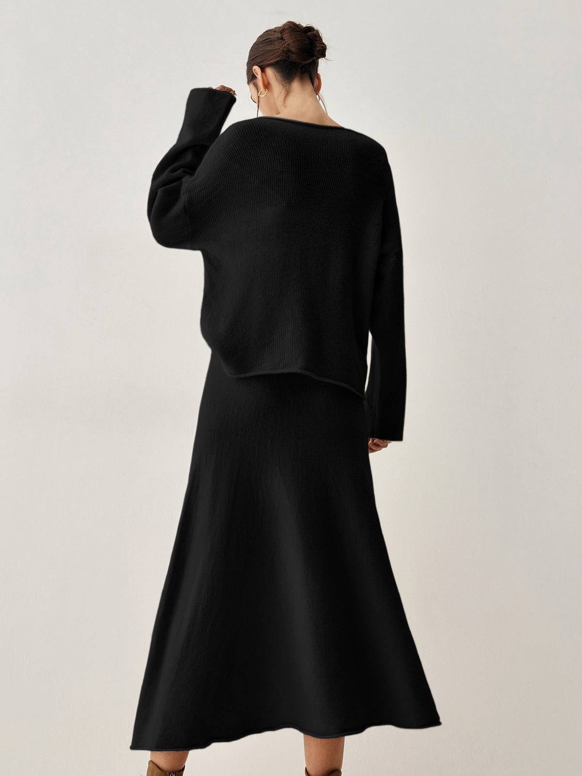 Sara Örgü İki Parça Maxi Etek Takımı