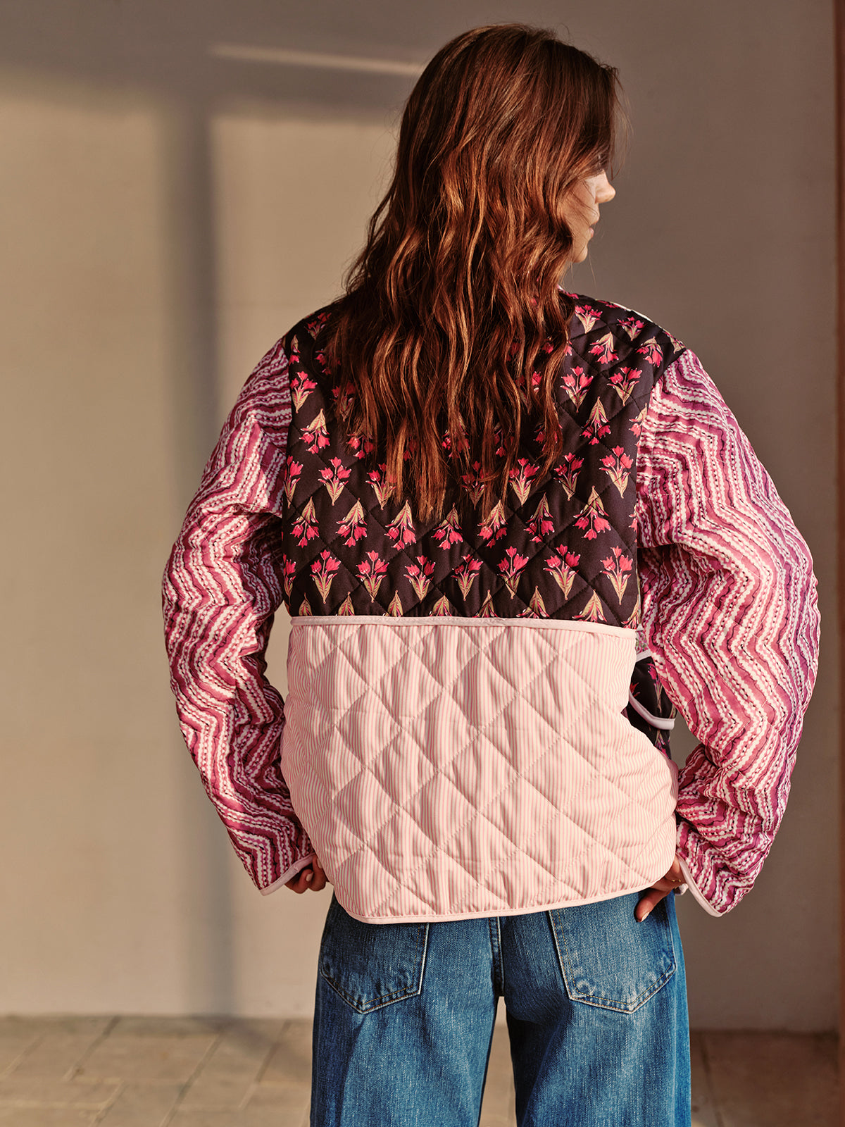 Bety Çiçek Desenli Kapitone Ceket