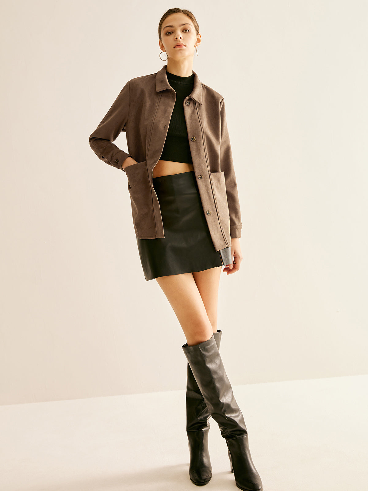 Cepli Süet Polo Ceket