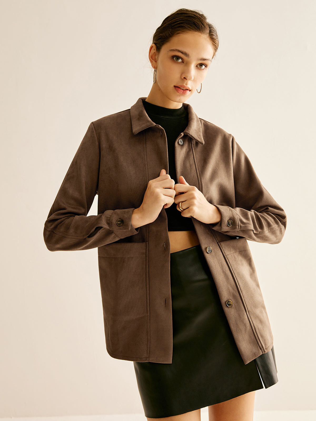 Cepli Süet Polo Ceket