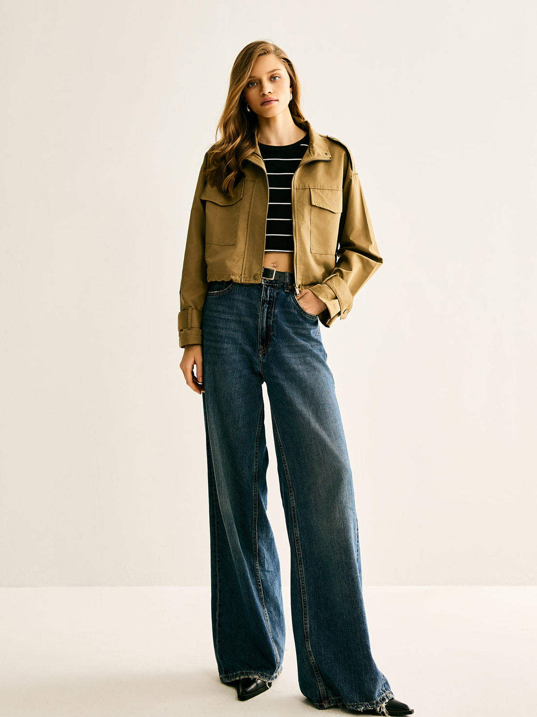 Fermuarlı Kargo Trençkot Ceket