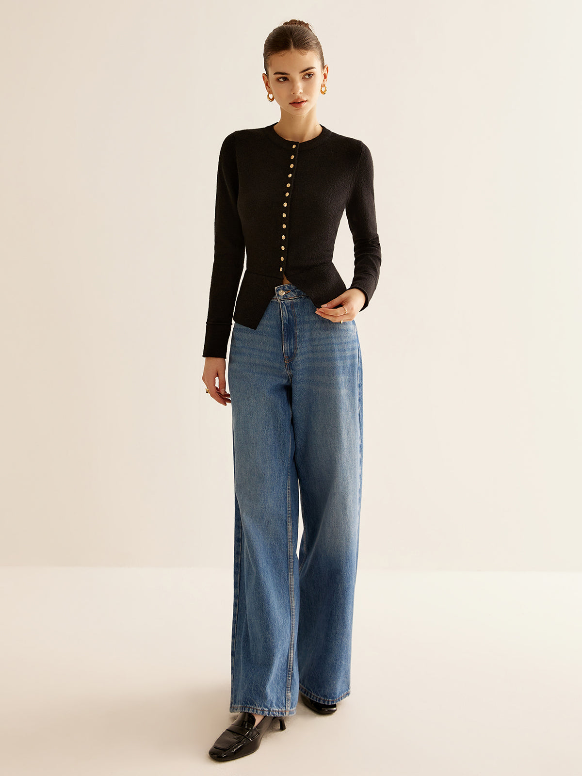 Ondine Düğmeli Yırtmaçlı Hırka