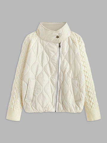 Düğmeli Klipsli Yaka Panelli Örgü Ceket